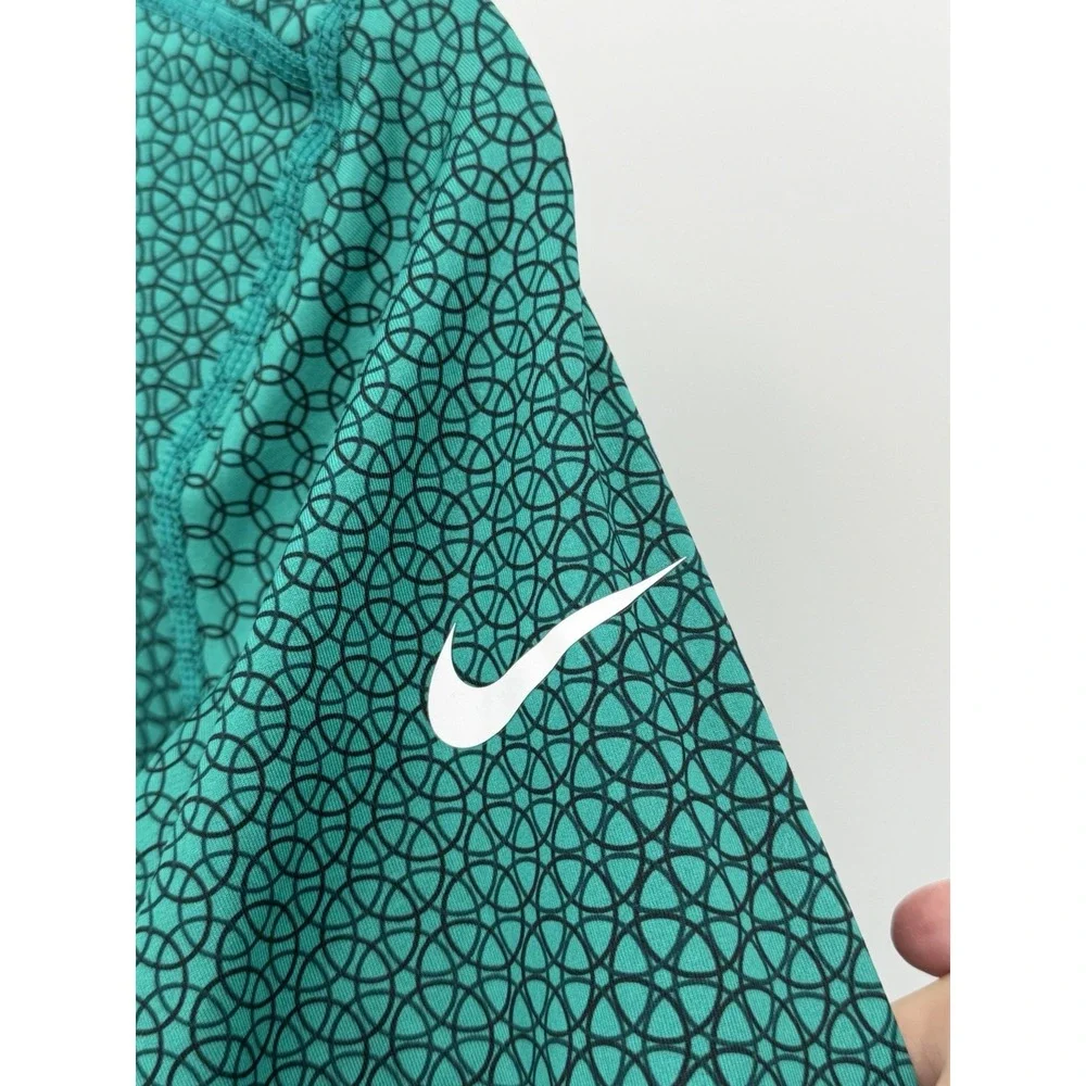 Nike Pro Pullover Men's Medium Blue Geometric All-Over Print Long Sleeve 1/4 Zip